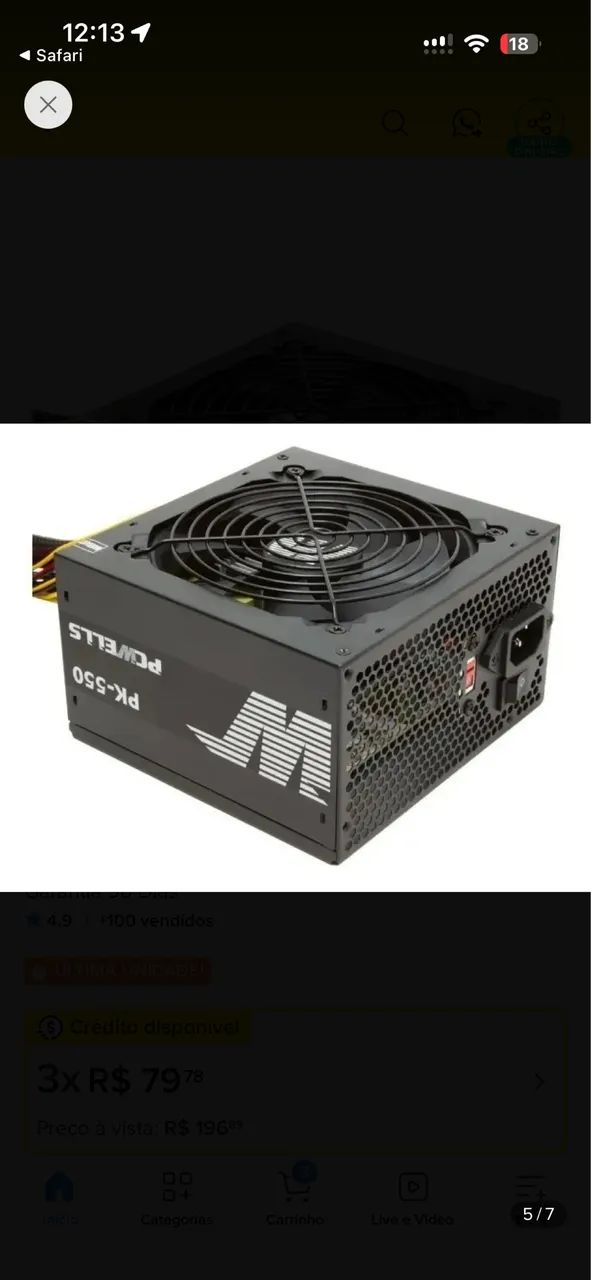 Fonte Atx real gamer 550w