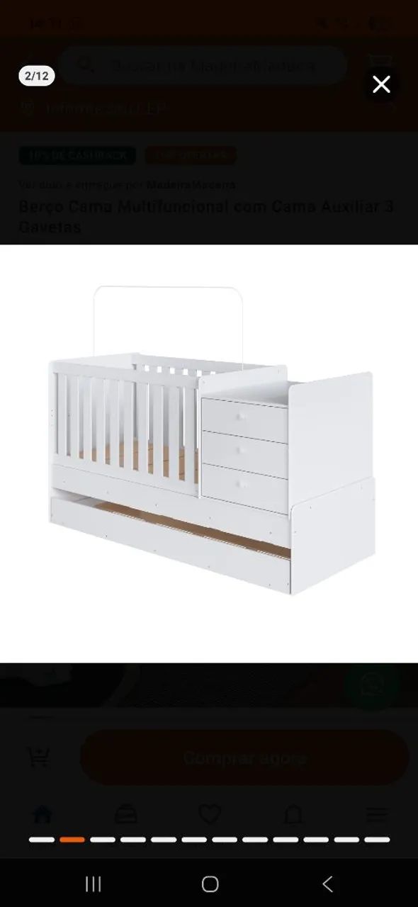 Berço multifuncional cama auxiliar com colchões inclusos - Foto 2
