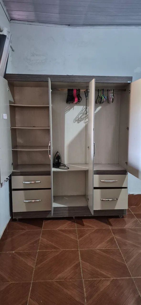 Máquina de lavar, guarda roupa e cama de solteiro de madeira  - Foto 3