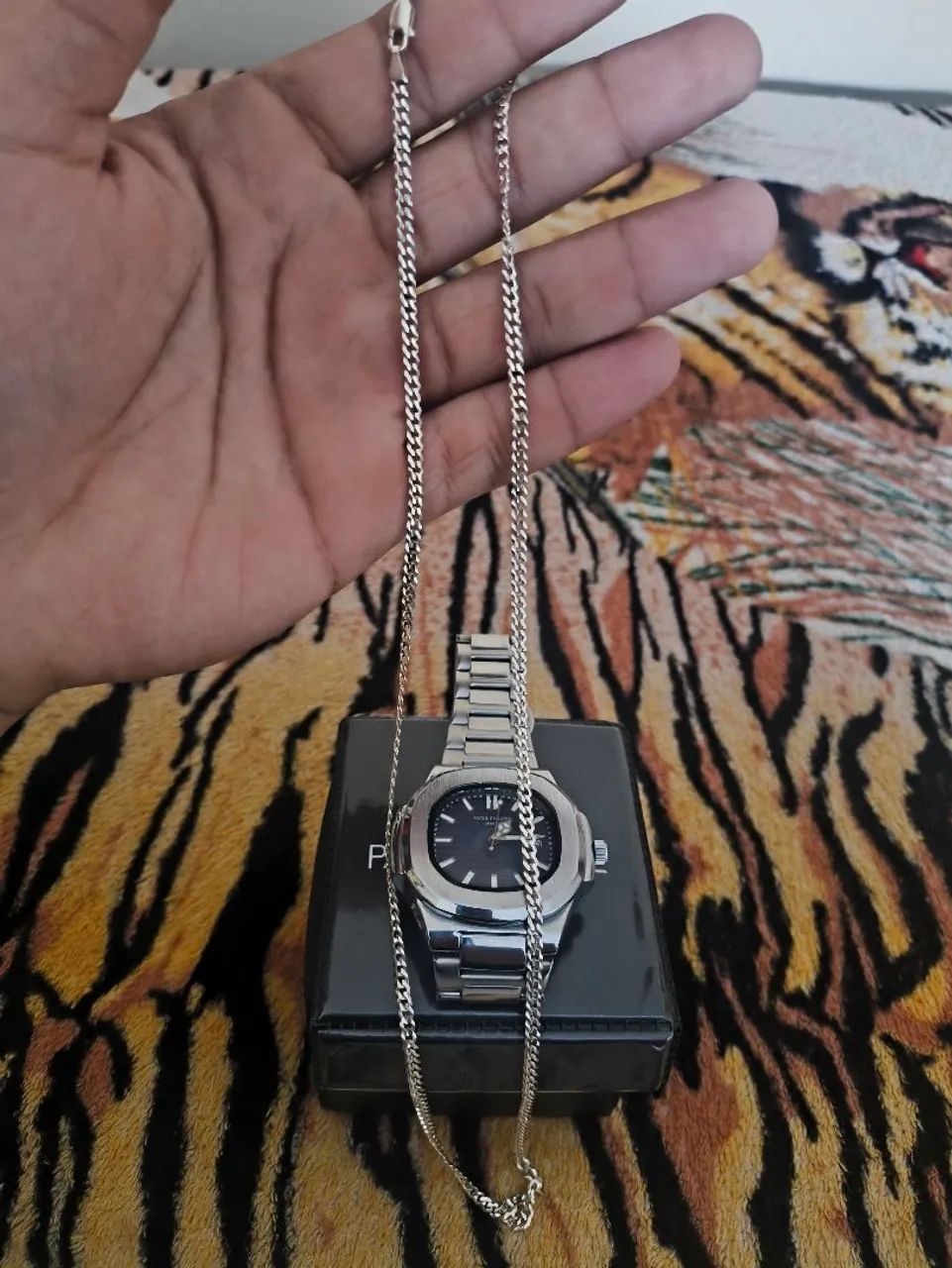 Relógio patek Philippe e Cordão masculino de prata  - Foto 2