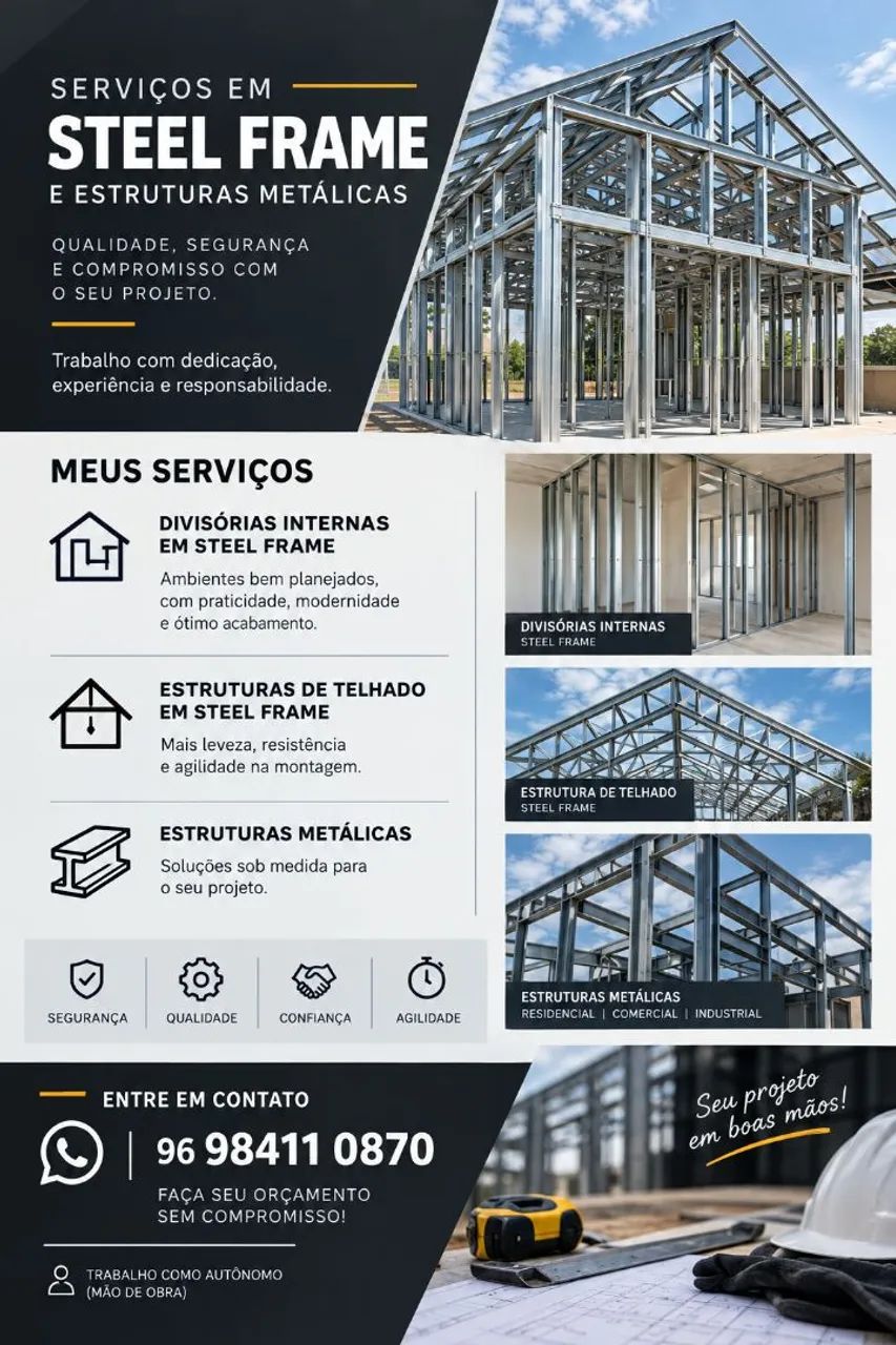 Mão de Obra em estell frame 