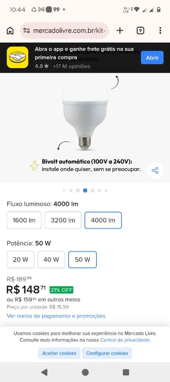 Lâmpada led super potente 