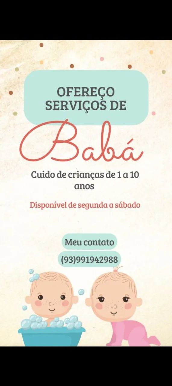 Serviço de babá ou diarista 