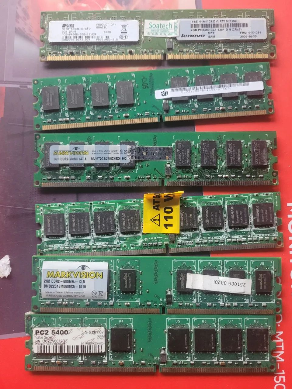 Lote memoria ram 2gb ddr2 pc