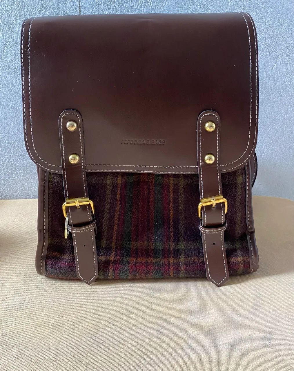 Centro de Estância vendo Mochila estilo inglês de tecido Tartan - Foto 3