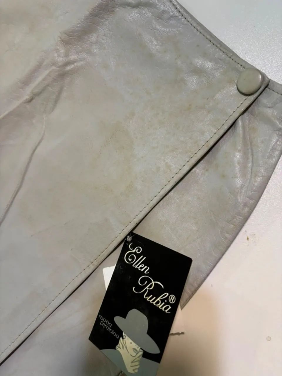 saia de couro cinza transpassada vintage nunca usada tam P - Foto 3