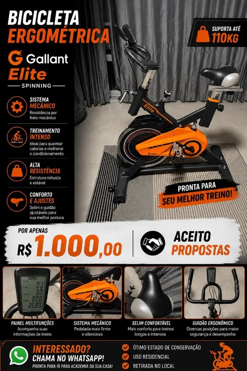 Bicicleta Ergométrica Gallant Elite (até 110kg)