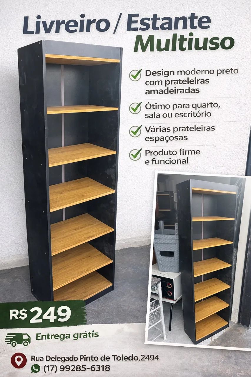 Livreiro / Estante Multiuso NOVO de Mostruário - Aproveite!