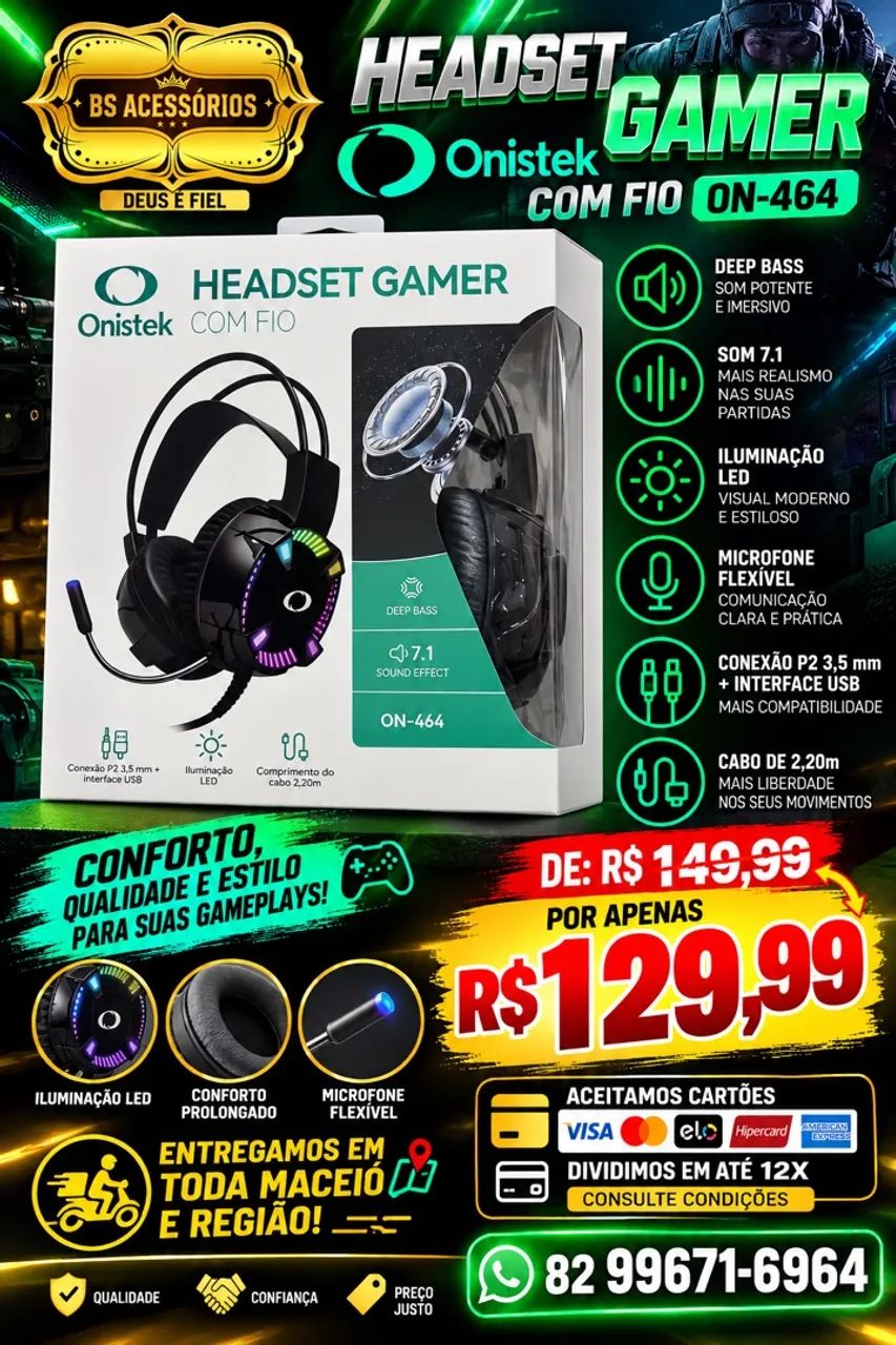 Fone Headset Gamer Com Fio