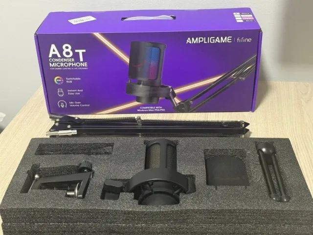 Microfone Condensador Gamer Fifine A8T, RGB - Foto 5