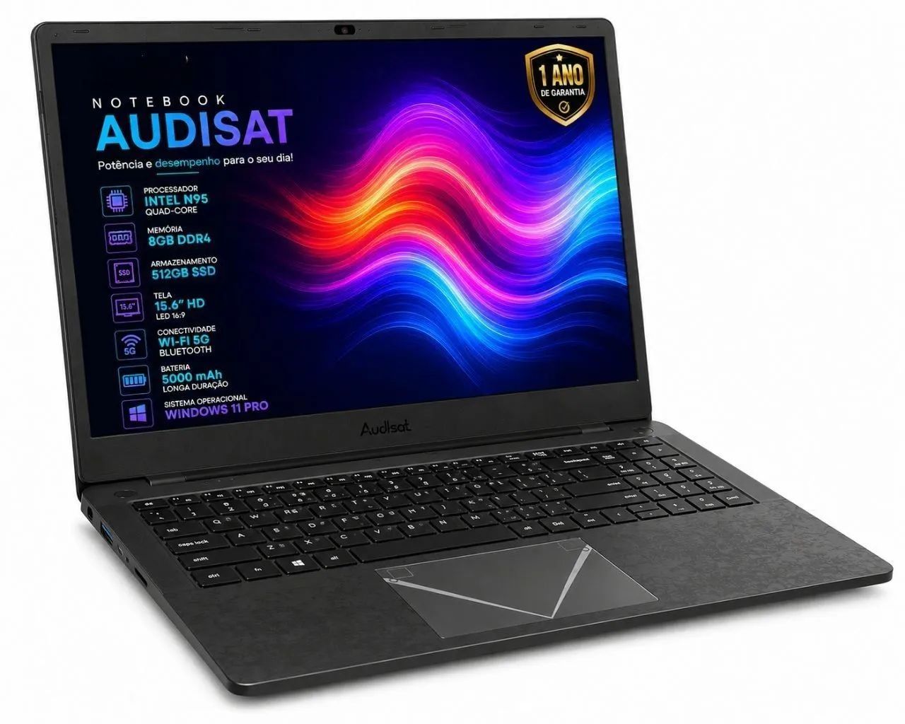 Notebook Audisat X99 Intel N95 8GB 512GB SSD 15,6" windows 11/ Novo c nota, garantia 1 ano - Foto 2