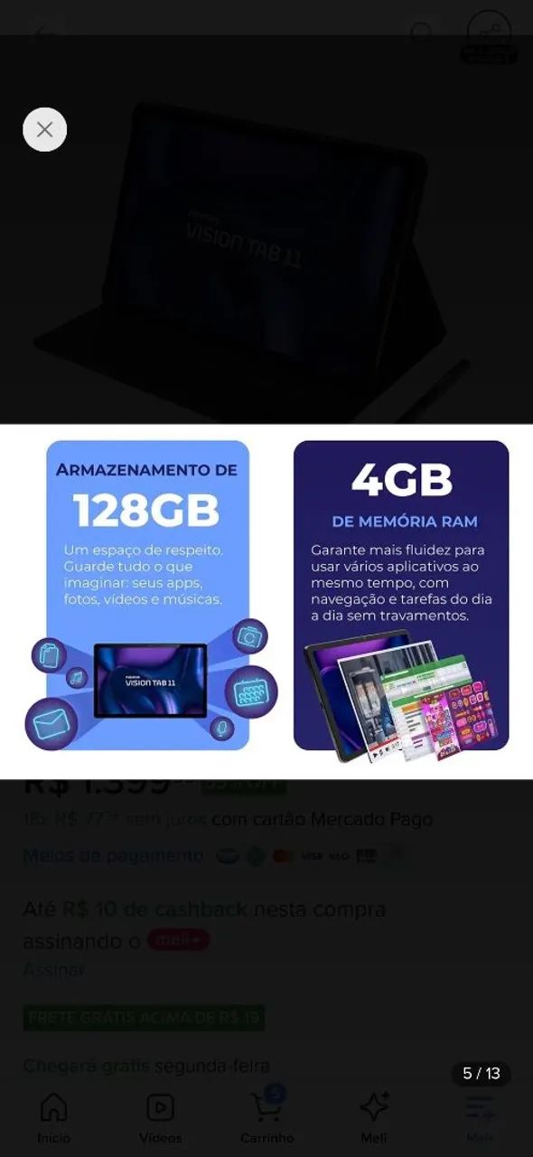 Tablet Positivo Vision Tab 11 com película e 1 mes de uso - Foto 3