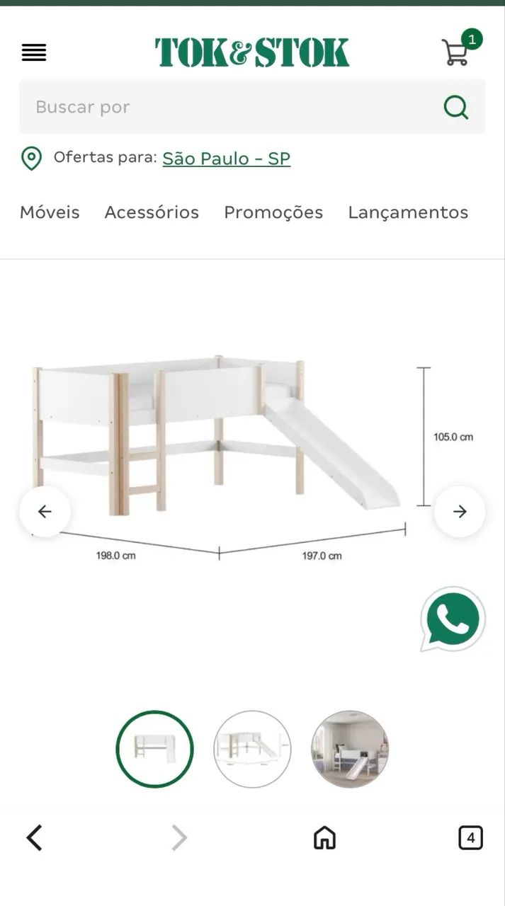 Cama infantil com escorregador Tok&Stok - Foto 2