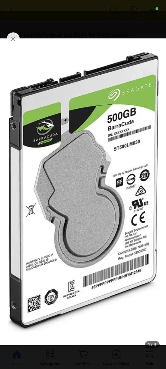 HD sata 500 gigas  - Foto 2