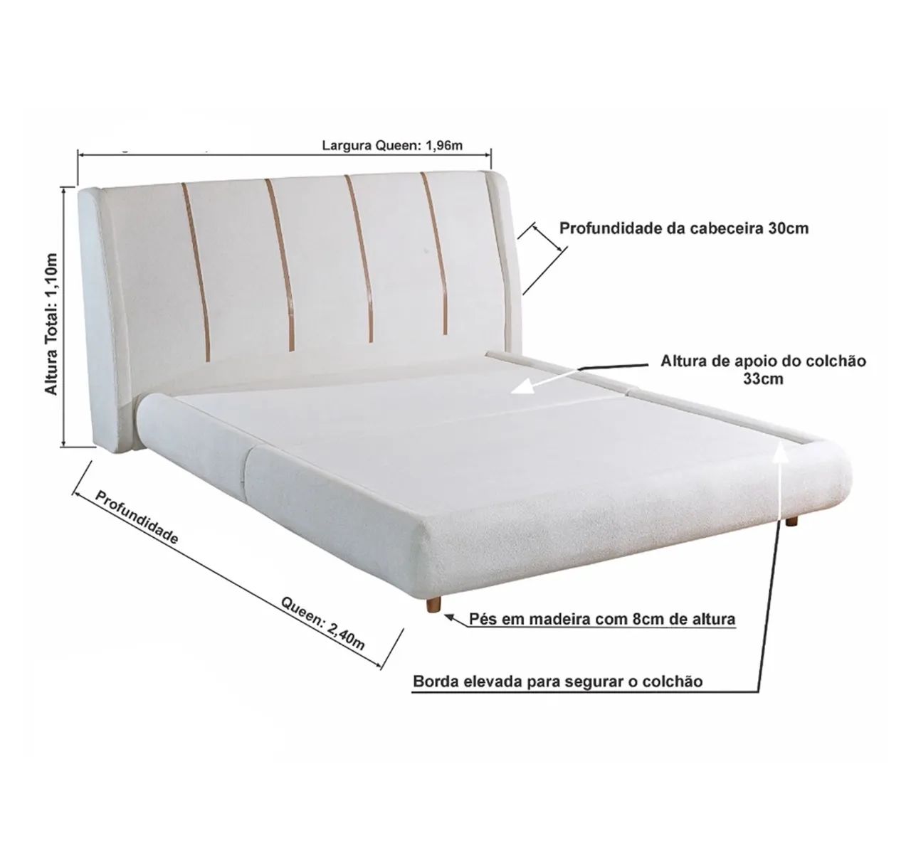 Cama Queen Bipartida com Cabeceira Paris p76 - Foto 2