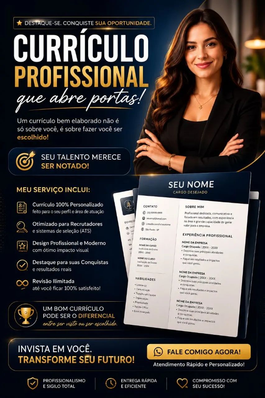 CURRÍCULO PROFISSIONAL - A CHAVE PARA SUA PRÓXIMA OPORTUNIDADE - Foto 2