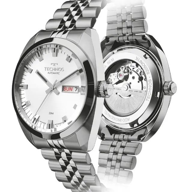 Relógio Technos Masculino Automático 1958 Prata - 8205OO/1K - Foto 4