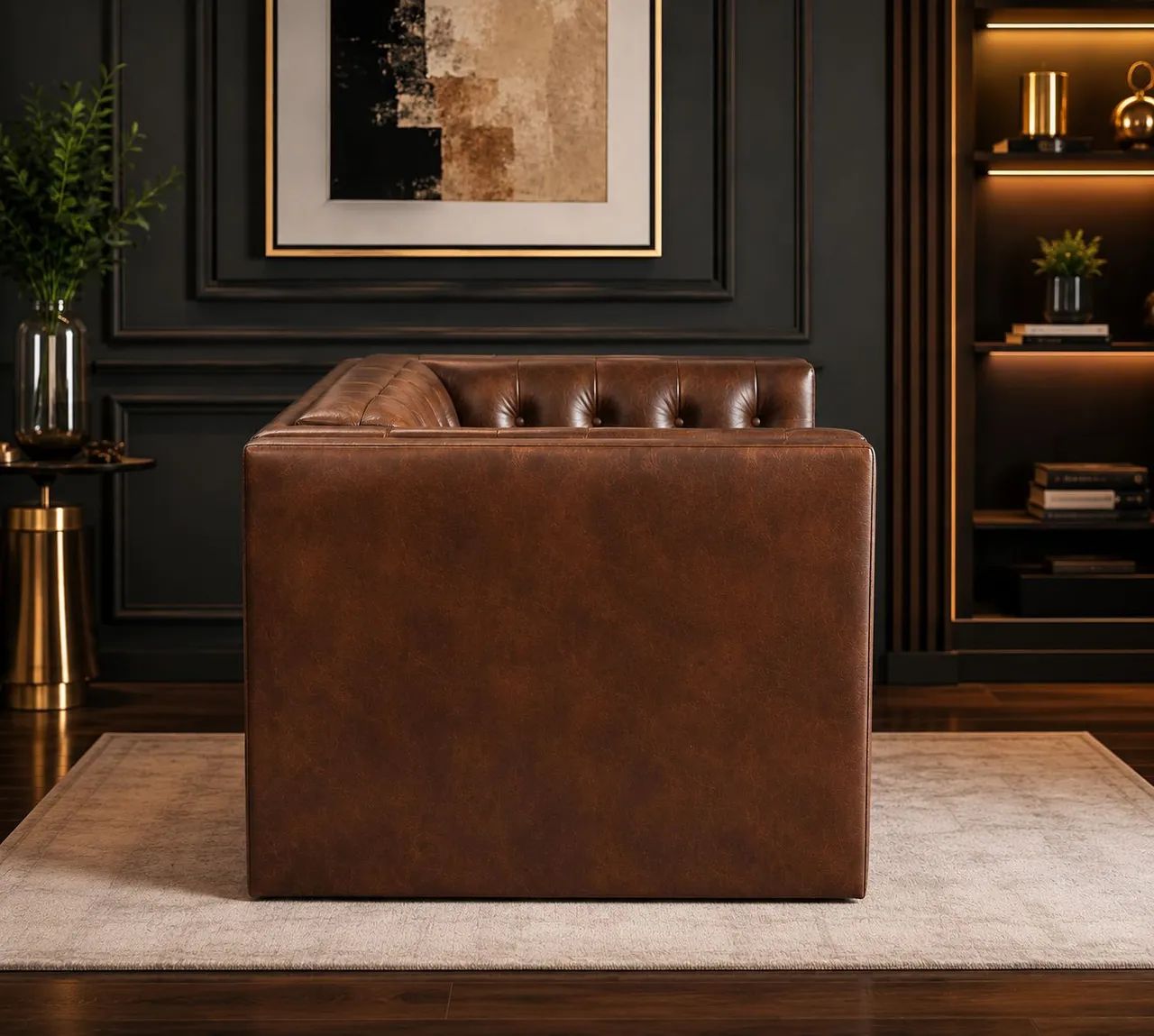 Poltrona Decorativa em Couro Marrom - Foto 2