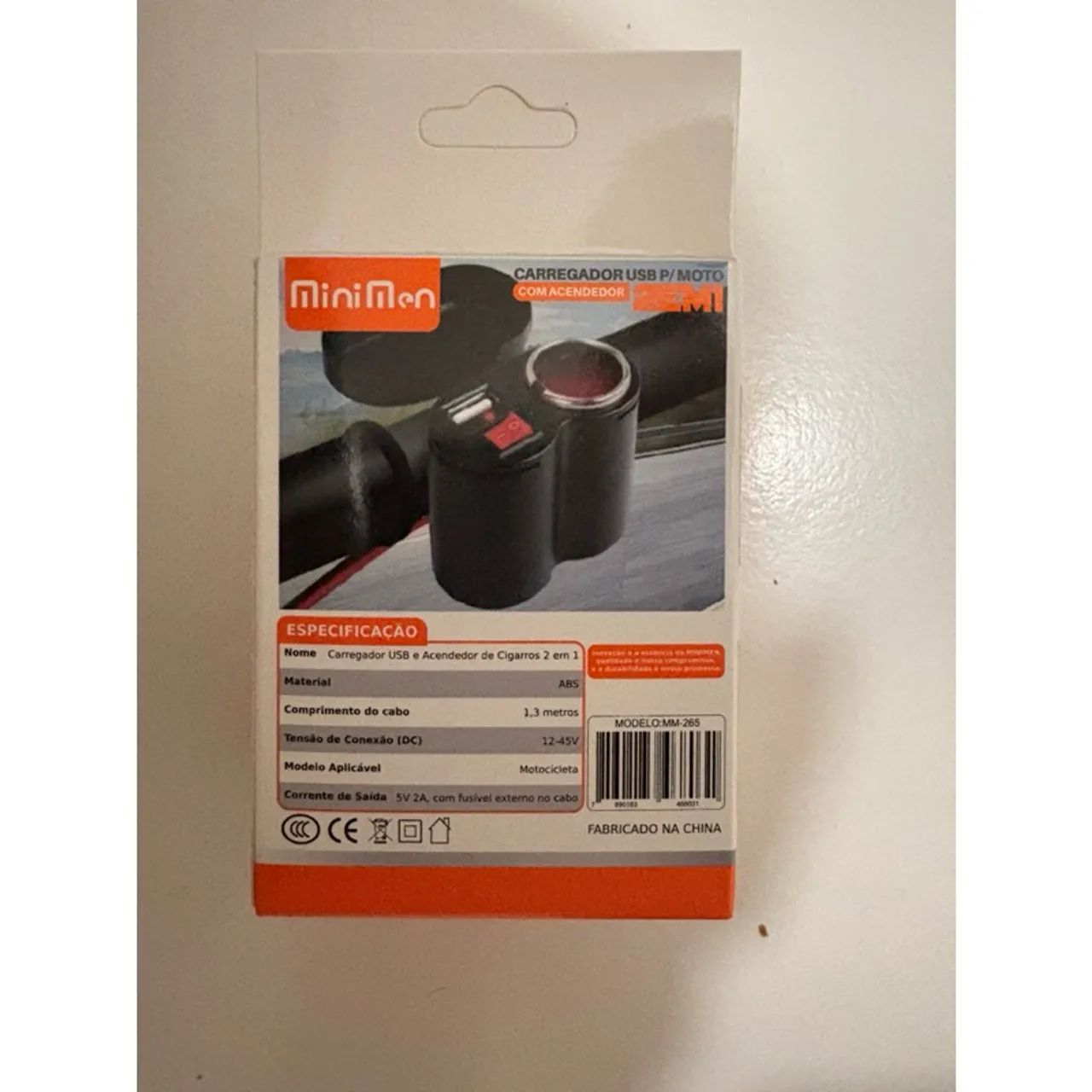 Carregador USB 2 em 1 com acendedor para moto - Foto 2