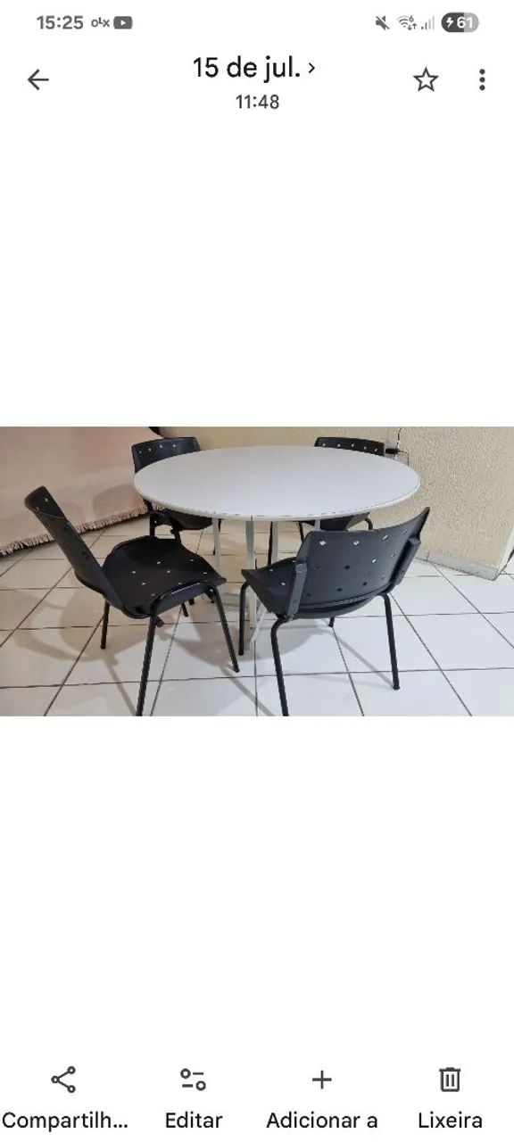 Conjunto Mesa de Reunião Redonda Cinza Cristal  - Foto 2