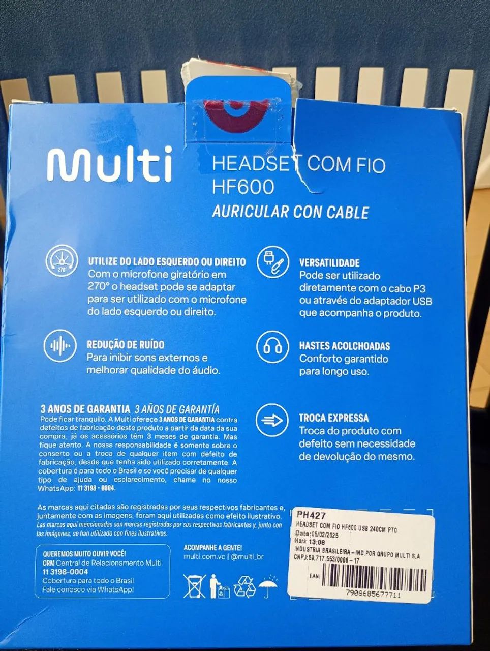 Headset Multilaser HF600 com fio (novo) - Foto 3