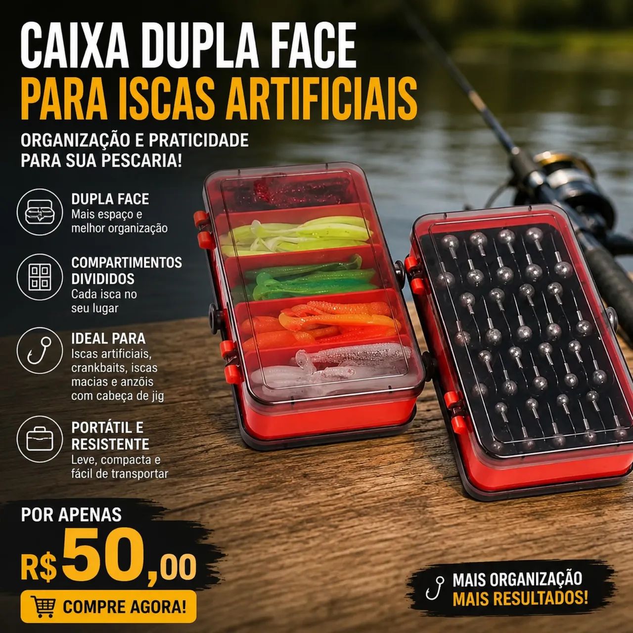 Caixa Dupla Face para Iscas artificiais  - Foto 3