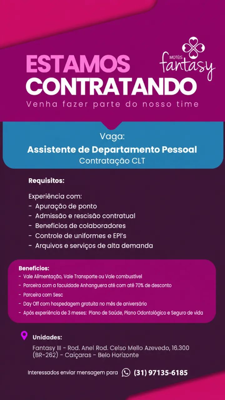 ASSISTENTE DEPARTAMENTO PESSOAL
