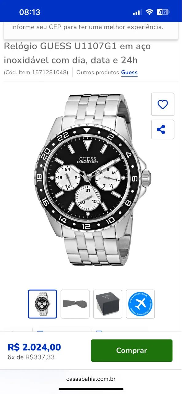 Relógio GUESS bicolor aço/prata com detalhes dourados - Foto 5