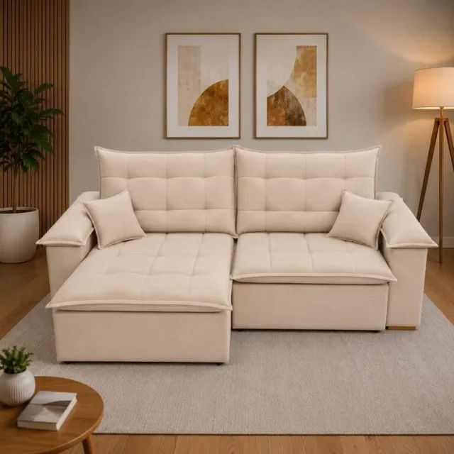SOFÁ RETRÁTIL E RECLINÁVEL NIGER 2,50M. PRONTA ENTREGA. - Foto 5