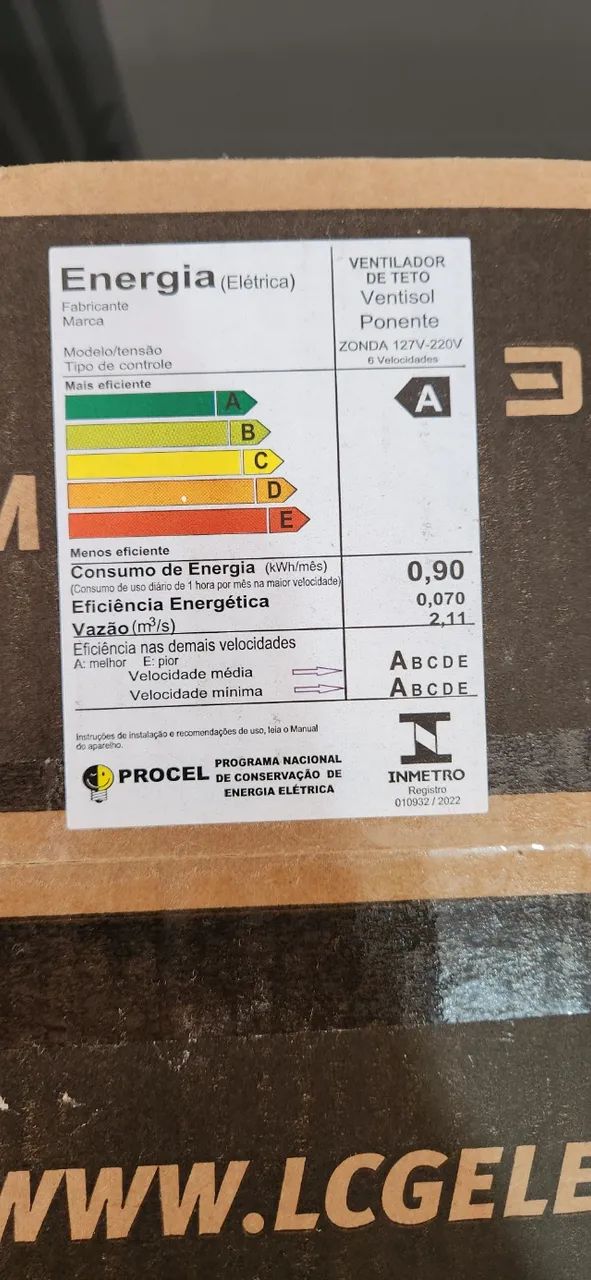 VENTILADOR DE TETO PONENTE 3 PÁS E 2 LÂMPADAS COM CONTROLE - Foto 2