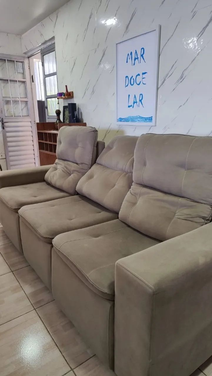 Sofá Retrátil reclinável de Suede - Foto 3