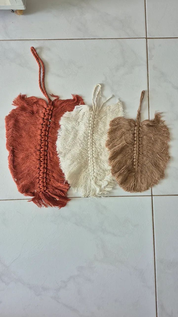 Trio folhas macramê