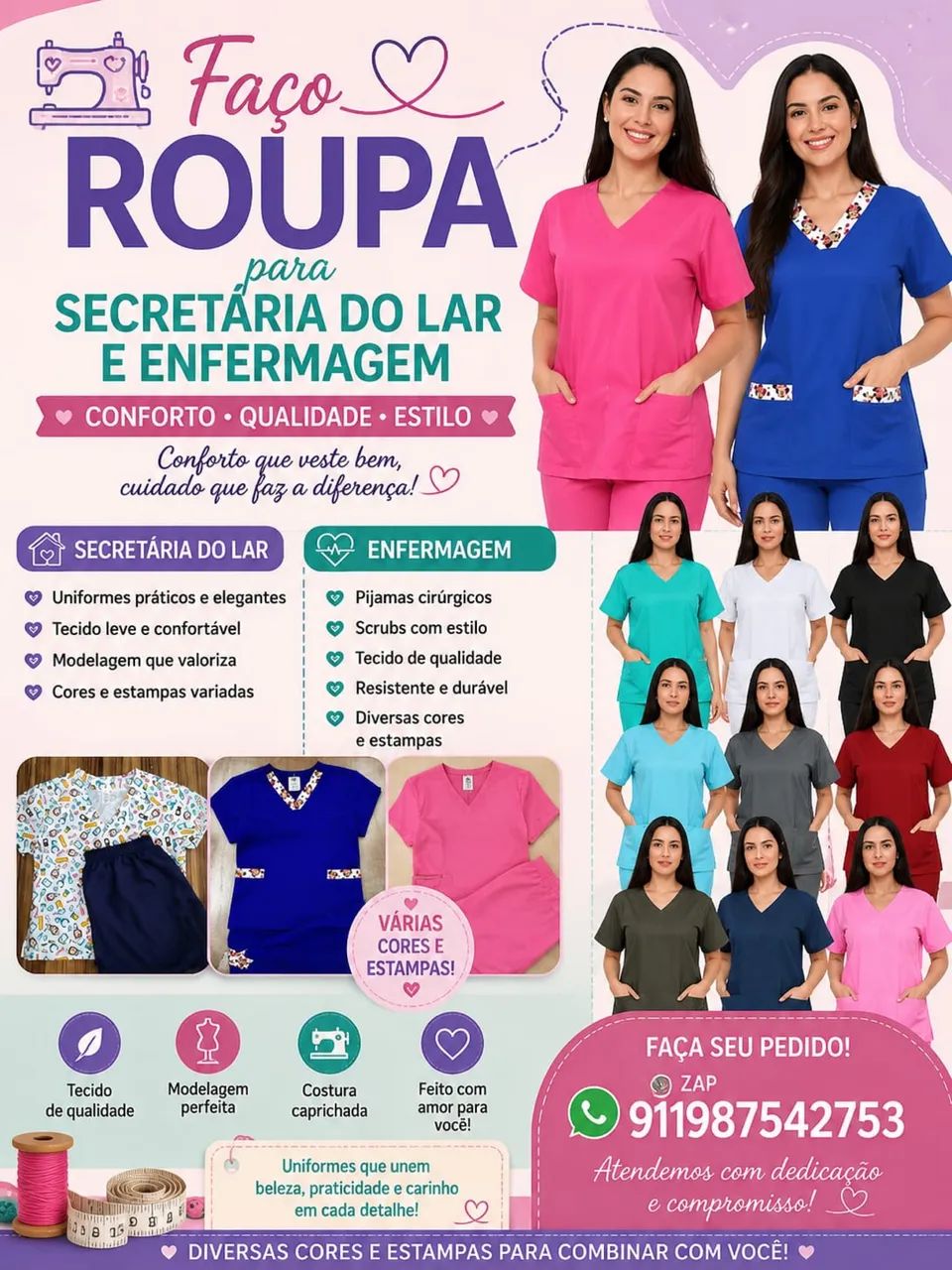 Uniformes para Enfermagem e Secretária do Lar