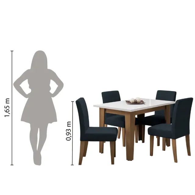 conjunto mesa de jantar tok e 4 cadeiras azul marinho - Foto 2