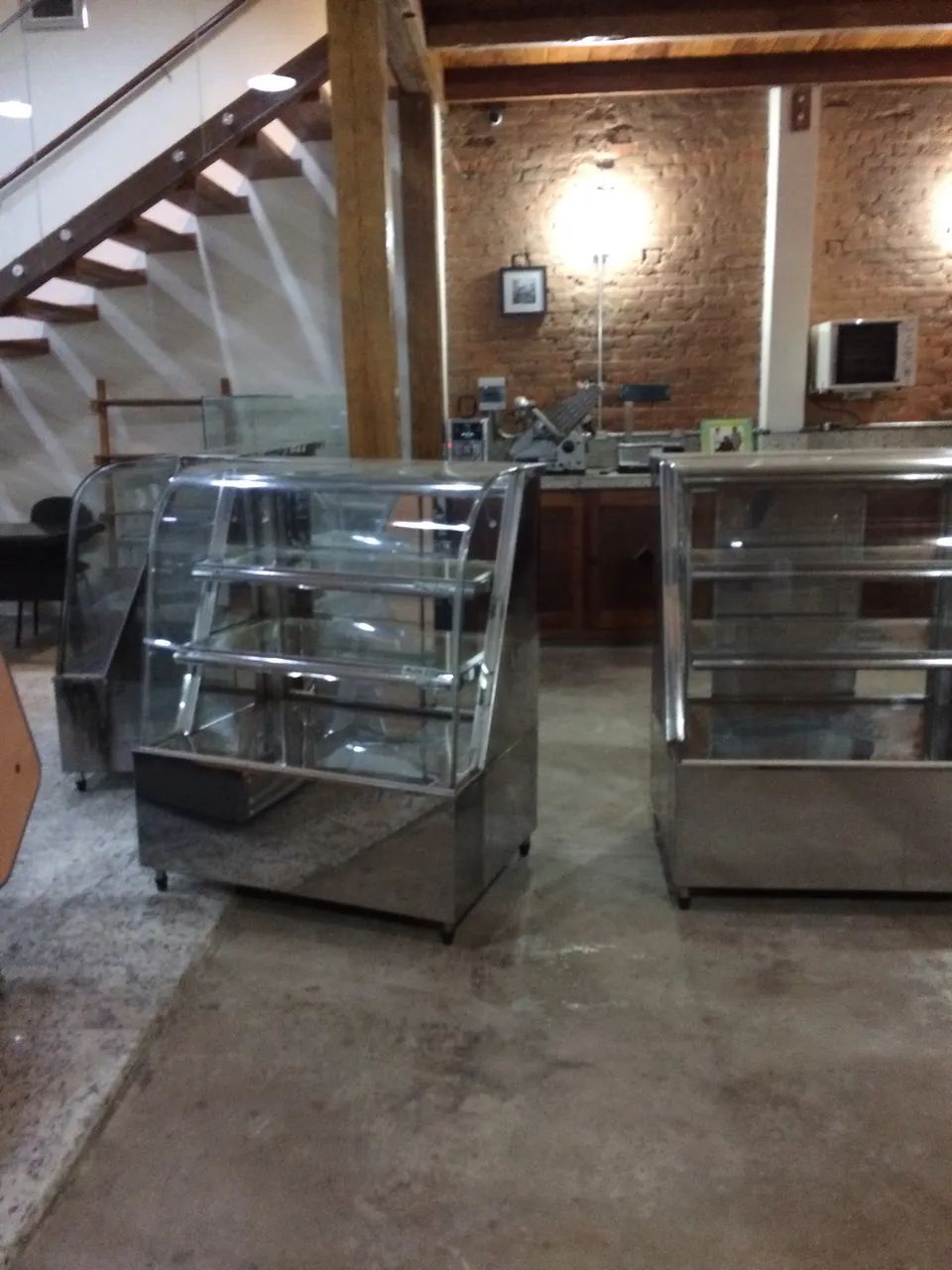 Balcao expositor de padaria em inox 5 peças 