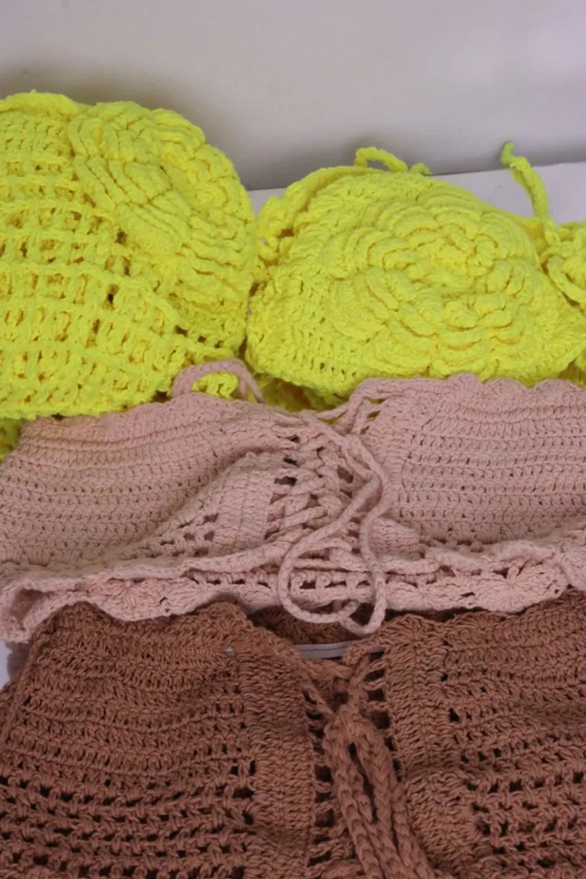 Top Crochê Nude Barra Ondulada Tamanho Único