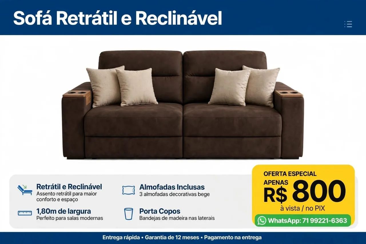 Vendo sofá retrátil reclinado
