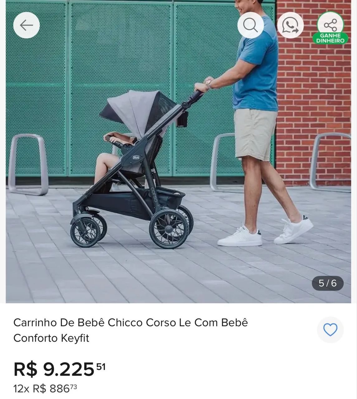 Carrinho de Bebe com Moisés - Chicco Corso LE - Foto 2