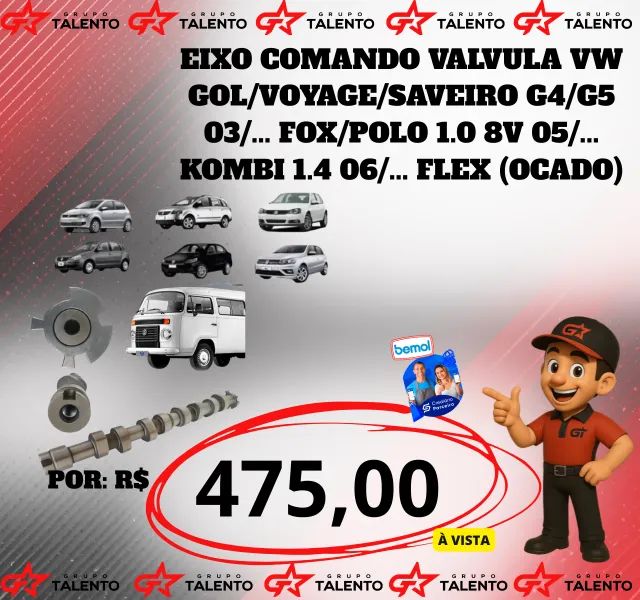 EIXO COMANDO VALVULA VW 