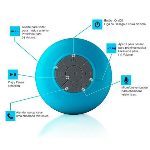 Mini Caixa Som Bluetooth Portátil Prova De Água Ventosa Várias Cores - Foto 2