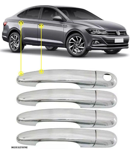 Kit Aplique Capa Cromada Maçanetas Volkswagen Polo Virtus Nivus T-Cross - Foto 2