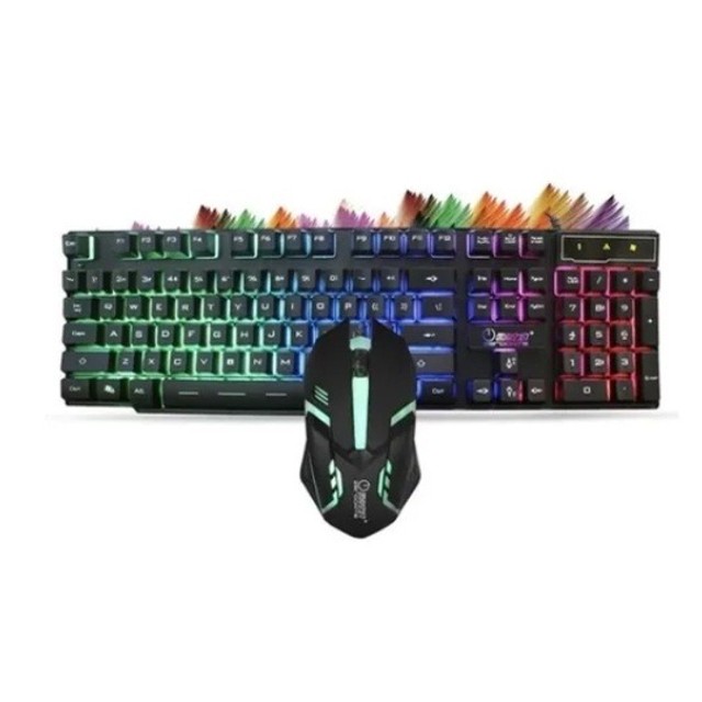 Kit Teclado Gamer Com Mouse Lordtec Semi Mec Nico Gamer Led Rgb Lt