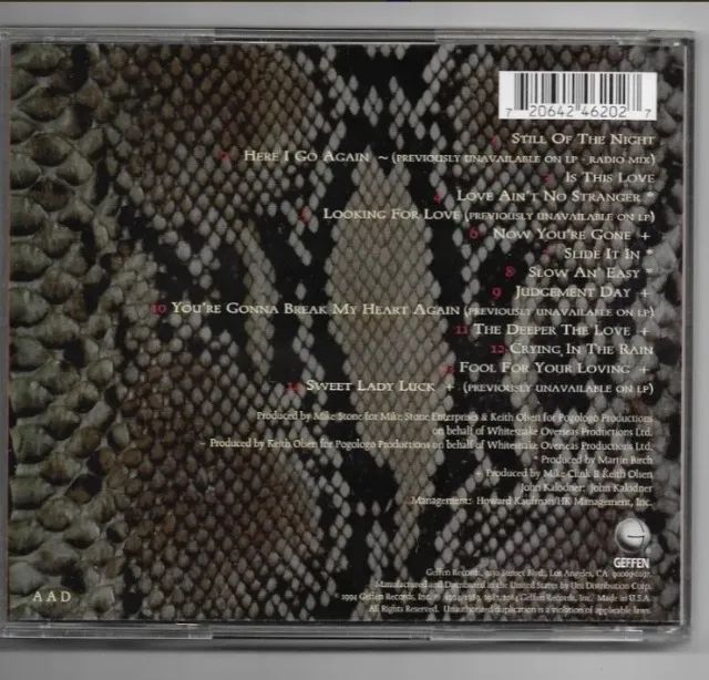 Cd Whitesnake's Greatest Hits Importado Usa Bom Estado - Foto 2