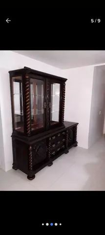 Antiga Cristaleira Em 2 Partes Português Manoelino Colonial - Foto 6