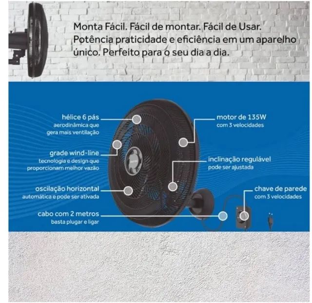 Ventilador de parede comercial 50 cm - 135 watts - 1 ano de garantia - ventisol - Foto 3