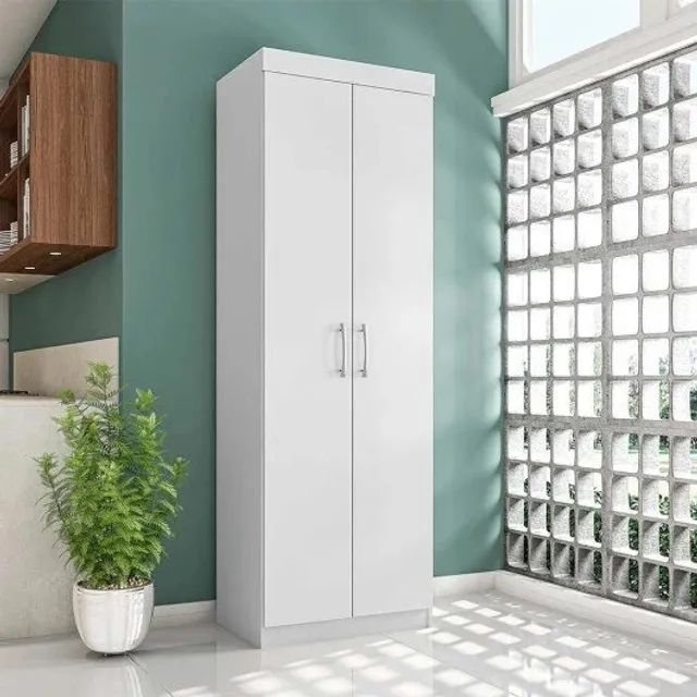 Armário Multiuso 2 Portas 5 Prateleiras Branco - mv decor