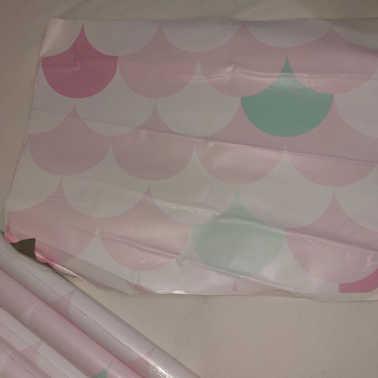 10 rolos de papel de parede, escama de sereia - Foto 2