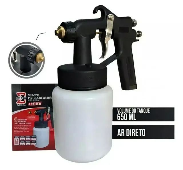 Pistol Pintura - Ar Direto - Pulverizador Tinta + Mangueira - Pronta Entrega - Foto 4
