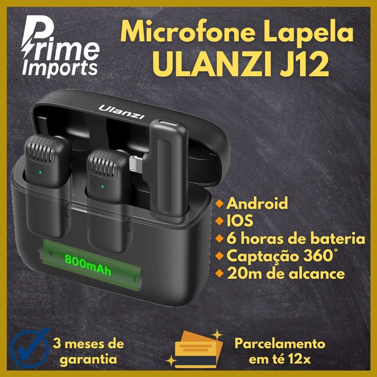 Microfone de Lapela ULANZI J12 - LACRADO 