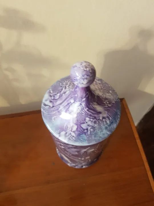 Pote de cerâmica c/ tampa em Cerâmica Roxo 35 cm x 13 cm x 13 cm - Foto 3